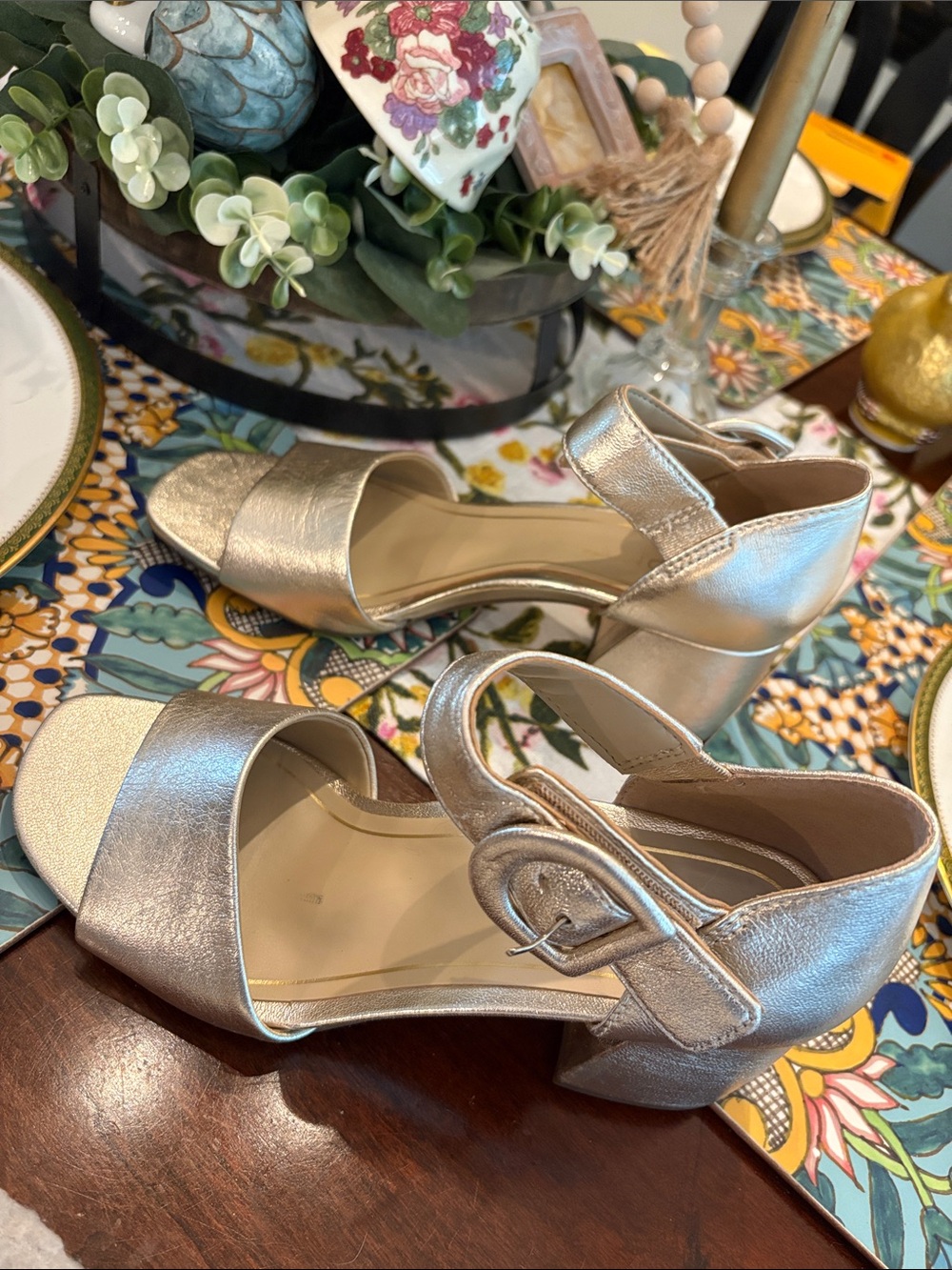 Vionic Metallic Silver Block Heel Sandals - Picture 3 of 12